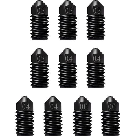 Lot de 10 buses en acier trempé pour A1/A1 Mini, buses de rechange rapides de 0,2 mm, 0,4 mm, 0,6 mm, pour imprimante 3D A1/A1 Mini (1/5)