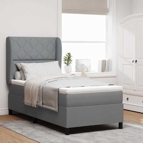 Boxspringbett mit Matratze Hellgrau 100 x 200 cm Stoff (1/5)