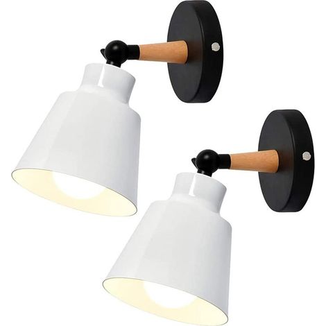 2 Pack Industrial Vintage Wall Lights, E27 Ceiling Lights, Adjustable Retro Metal Wall Lamp Indoor Lighting for Bedroom, Kitchen, Restaurant (Without Switch, White) (1/5)