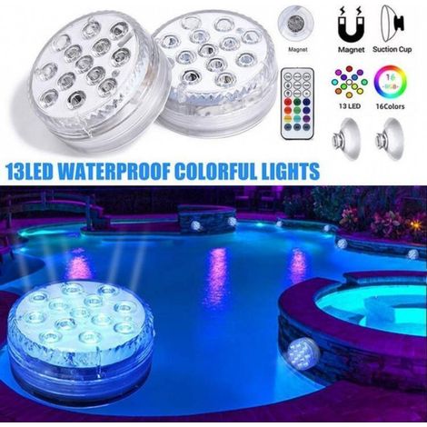 Trade Shop - Faretto Led Ad Immersione Per Piscine 13led Rgb Multicolore Con Telecomando Ip68 - (1/3)