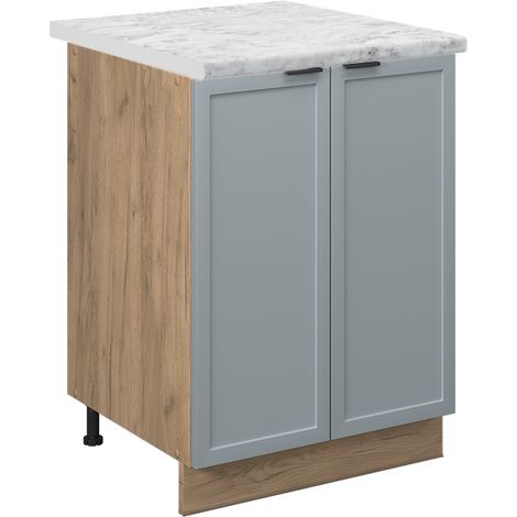 Küchenunterschrank Fame-Line, Hellblau-grau, 60 cm , AP Marmor, Vicco