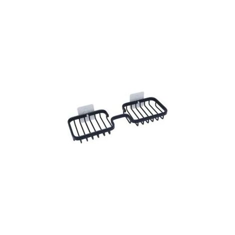 Porte-savon double barre, porte-savon adhésif pour douche et salle de bain, porte-savon en aluminium aéronautique, noir Crezuo (1/4)