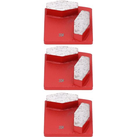 Lot de 3 chaussures diamantées à queue d'aronde pour béton, coupe agressive à 2 dents losanges rouges grain 30 (1/5)