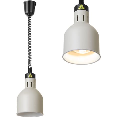 L谩mpara colgante cil铆ndrica para calentar alimentos, 175 mm de di谩metro, 250 W - blanca