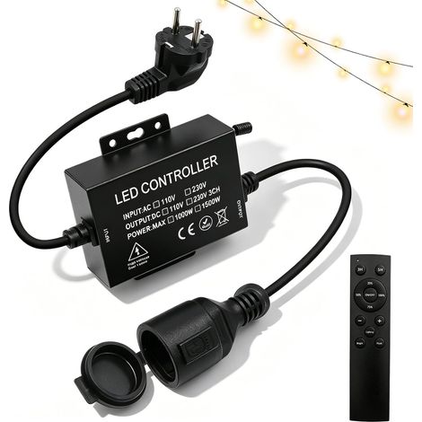 Variateur De Guirlande Lumineuse: 1000w Ac 110 V Interrupteur Plug-In, Variateur De Lumiere LED Avec Télécommande à 12 Pour Bandes LED, Guirlandes, Ampoules (1/5)