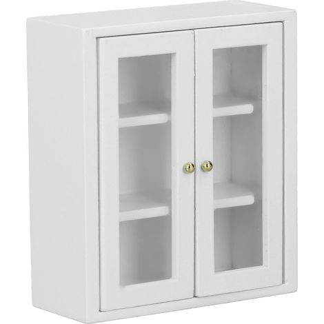 Meuble mural miniature en bois à l'échelle 1:12 pour maison de poupée, meuble de cuisine décoratif, jouet d'imitation blanc (1/5)