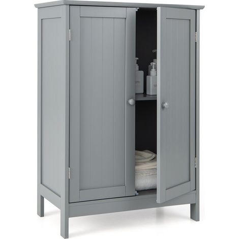 Bathroom Floor Cabinet Wooden Free Standing Storage Cupboard Display Organiser (1/5)