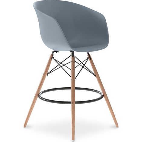 Bar Stool Scandinavian Style Natural Wooden Legs - Melania Light grey (1/5)