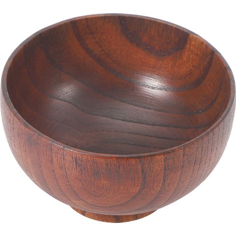 Salade de fruits, nouilles, riz, bol en bois, ustensiles de cuisine, récipient alimentaire, vaisselle, taille moyenne 12 cm (1/5)