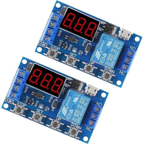 2pièces 5V 12V 24V 36V DC Module De Relais Minuterie,Interrupteur de Minuterie à Retard de Cycle de Déclenchement Module de Relais Marche/Arrêt avec Affichage à LED,Micro USB 5V (1/5)