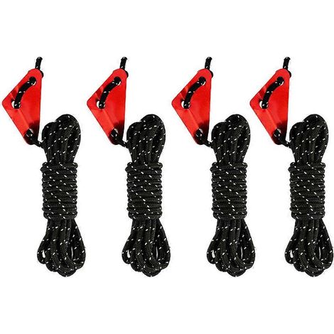 Corde de tente réfléchissante 5 mm, en paracorde noire, pour tente, bâche, abri, camping. Lot de 4 rouleaux, longueur totale 15,85 m. (1/5)