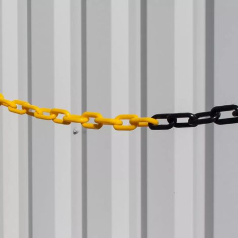 Mètre de chaîne en plastique (noir/jaune) pour poteaux et bornes (1/2)