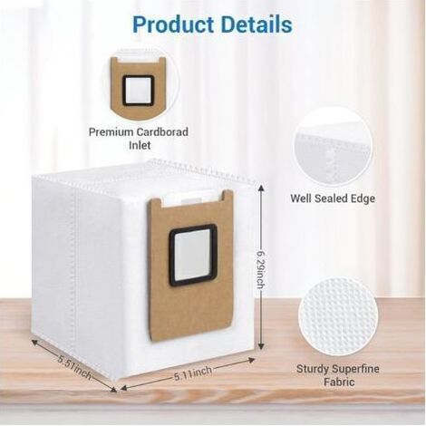 (15 pièces) E28 E25 sacs à poussière de rechange compatibles avec Eufy Omni E28/ E25 aspirateur robot, sacs à poussière, jetables (1/3)