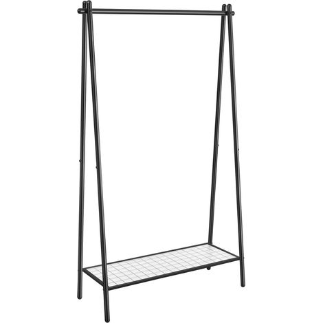 Stander appendiabiti Oskar in acciaio nero con ripiano (1/5)