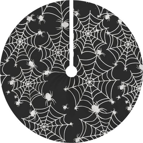 Arbre Skirt - 91 cm - Motif Réseau D'araignée Et Citrouille - Coton - Décoration Festive Halloween Noël - 1 Pièce (1/4)