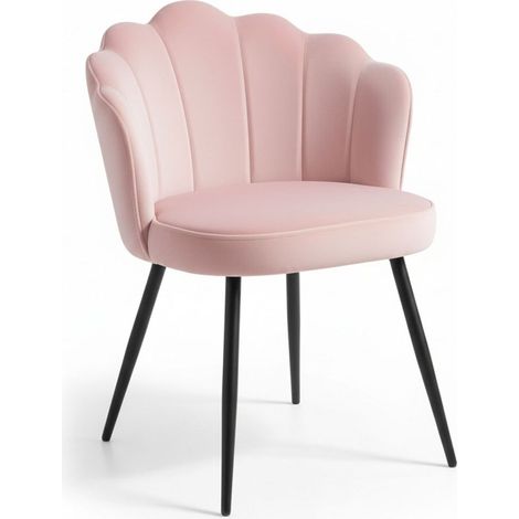 Sillas Comedor - Silla Blume Terciopelo Patas Negras - Rosa