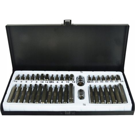 Jeu de clés Torx CRV, 40 pièces, boîte métallique (10) (1/3)