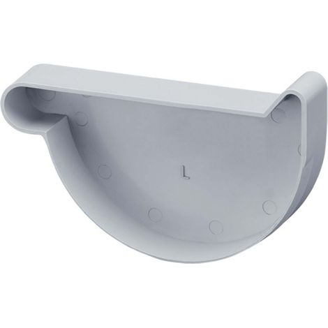 INEFA Dachrinnen Endstück halbrund, PVC Dachrinnenzubehör, einfache Steckmontage, Made in Germany - NW180 / 180mm links, Grau