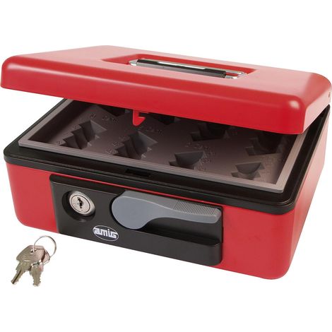 AMIG  Coffret à monnaie  2500  197 x 154 x 80 mm  Acier  Rouge (1/4)
