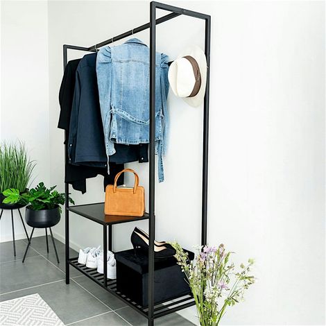Vestiaire d'entrée noir design minimaliste VARDE (1/3)