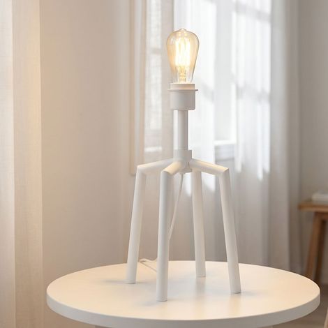 Tischleuchte Tischlampe Schalter Fuß ohne Schirm Weiß H 39 cm Wohnzimmer Schlafzimmer