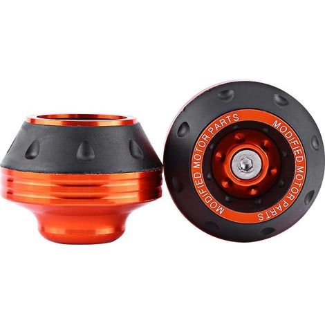 Protezioni telaio forcella in alluminio CNC per ruota anteriore di moto, scooter e ciclomotori, protezioni universali antiurto, protezioni telaio in fibra di carbonio (arancione) (1/5)