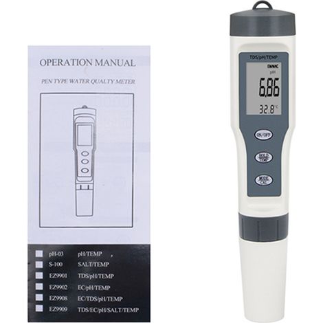 Tragbares digitales Wasserqualitätsmessgerät mit ABS-LCD-Display, 3-in-1-Funktion zur Messung von pH-Wert, TDS-Wert und Temperatur, inklusive Batterie, ohne Hintergrundbeleuchtung (1/3)