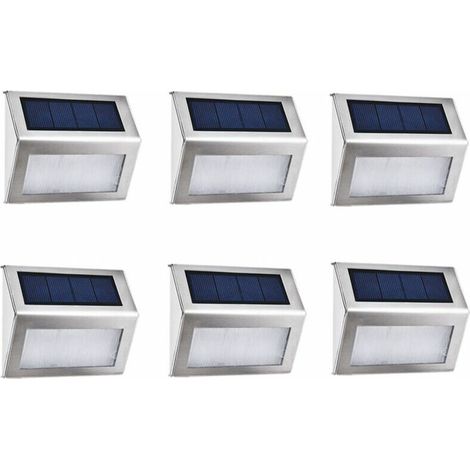 [6 Pack] Easternstar 4 LED Solar Powered Outdoor Lights, Waterproof Stainless Steel Solar Outdoor Lights for Fence Garden Stairs Path Patio Driveway（warm light） (1/5)