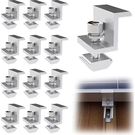 12 Pcs Aluminum Solar Panel Bracket, Z Solar Panel Mounting Bracket, 30mm Solar Panel Mounting Bracket, with Nuts and Screws, for Roof, Walls, Roof Installations (30mm) (1/5)