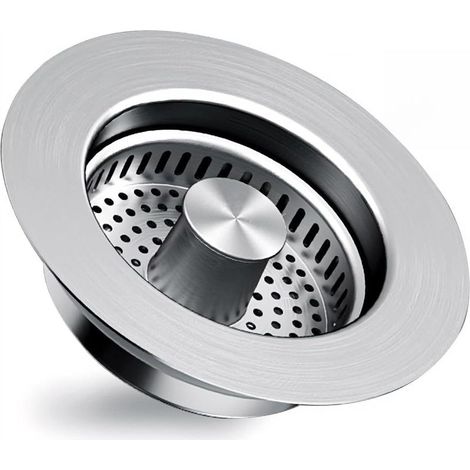 Bouchon Evier Cuisine Inoxydable 304, Filtre Evier avec Panier Anti-Odeur, Bonde Évier Cuisine Pressoir à Pression
