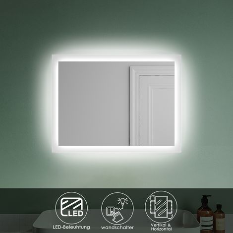 SONNI Badspiegel Lichtspiegel Energiesparende LED-Spiegel Kupfer/bleifreie Wandspiegel 60x50cm Spiegel Wandspiegel IP44 (1/5)