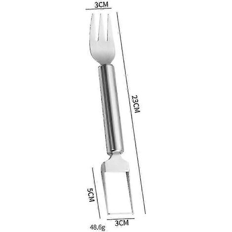 Coupe-pastèque 2 en 1, fourchette en acier inoxydable, outil de découpe de fruits (1/5)
