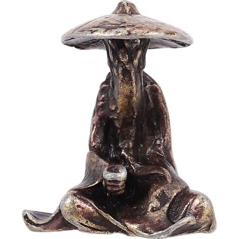 Statue de Moine Bouddha en Bronze Miniature Décoration Zen pour Jardin Aquatique et Aquarium Décor de Style Rétro (1/5)