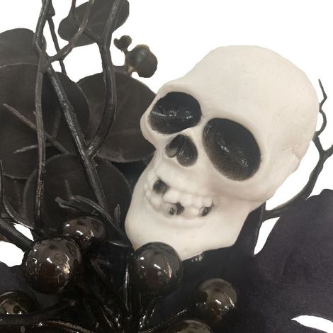 Ramo singolo di foglia d'acero artificiale, teschio di zucca di Halloween, decorazione da interni con ramo di foglia d'acero nera (1/5)