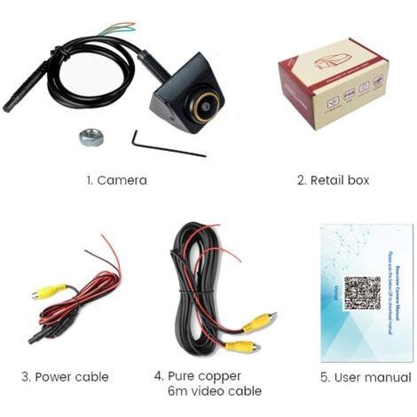 Caméra de recul/vue avant pour voiture 170° grand angle fisheye 1080P vision nocturne arrière 360° réglable IP68 étanche/vision nocturne/AHD1080P/HD CVBS en option (1/5)