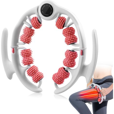 Masseur Anti Cellulite, Rouleau de Massage pour Jambes, Cuisses et Fesses, 360° Massage Cellulite avec Poignées Amovibles, Drainage Lymphatique Jambes (Rose)