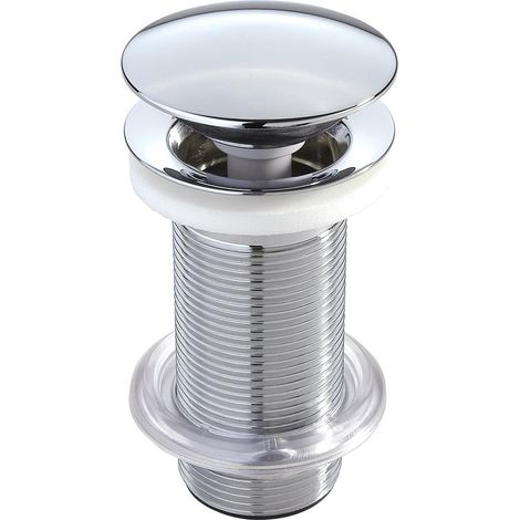 Nicoll – Bonde de lavabo clic clac en laiton chromé brillant – Hauteur 100 mm – Diamètre 65 mm – Évacuation G1"1/4 – Débit 52 l/min (1/6)