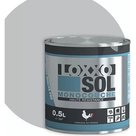 Peinture sol monocouche haute résistance 0,5L – Intérieur/extérieur – Couleur télégris 4 – Adhérence sur bois et béton – Aspect satiné – Loxxo (1/2)
