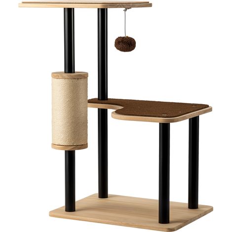 Fudajo Albero tiragraffi in metallo 40 x 30 x 62 cm con sisal, tiragraffi con tavoletta da graffiare, struttura con ampia superficie di appoggio e design moderno