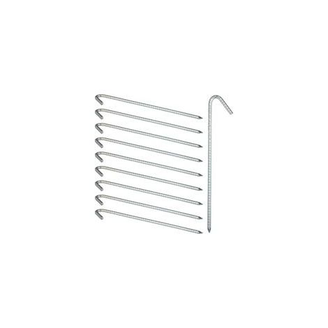 Piquets de fixation au sol XL – Lot de 10 sardines en acier électrozingué – 39 cm pour sols durs et rocailleux – Fixation tentes et bâches (1/5)