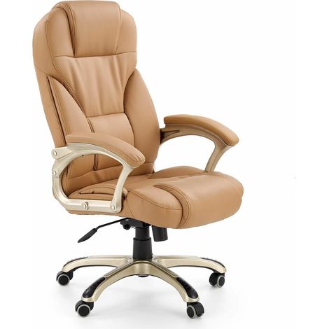 Silla de oficina Houston 189, De color marrón claro, 112x67x70cm, Con reposabrazos, Con ruedas, Mecanismo de la silla: Inclinación (1/5)