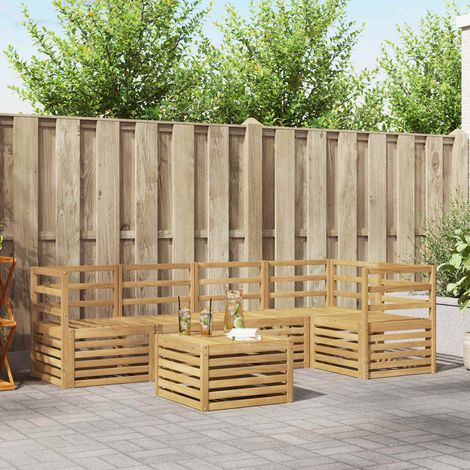 vidaXL Conjunto de sofás de exterior 6 uds. Blanco (1/5)
