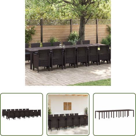 Gartenstuhl - Garten-Esszimmergarnitur mit Kissen mit Kissen 15 pcs Braun PP (1/5)