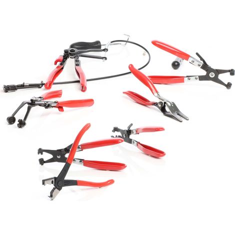 Wiltec Schlauchklemmenzange Set 9 teilig, Schlauchschellenzangen für Schlauchklemmen, Schlauchschellen, Flachschellen, Federbandschellen, Kfz Klemmzangen