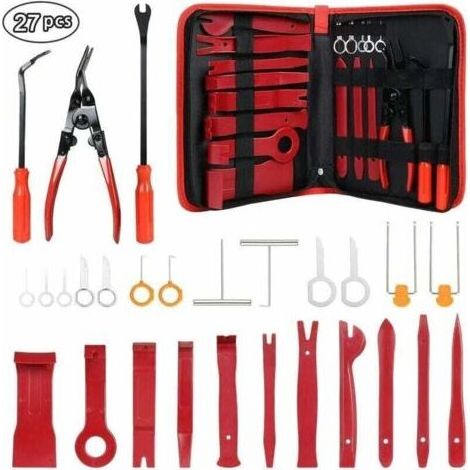 Outil Demontage Garniture, 27PCS Outillage Mecanique Auto, Outils pour Garnitures Panneau, Auto Outil de Démontage de Panneau, Autoradio, Accessoires, Porte, Tableau de Bord de Voiture (1/4)