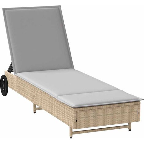 Maison Exclusive - Chaise longue avec roues et coussin beige résine tressée