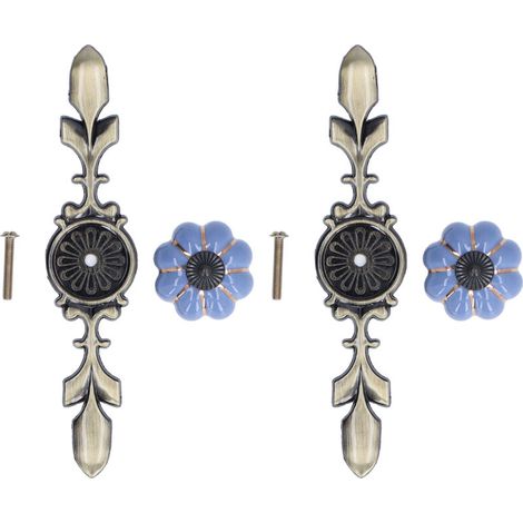 Boutons de Porte en céramique Vintage, poignées en céramique à Fonctionnement Simple Longue durée de Vie Applicabilité étendue Conception élégante pour Armoire à Chaussures(1045A Bleu Roi) (1/5)