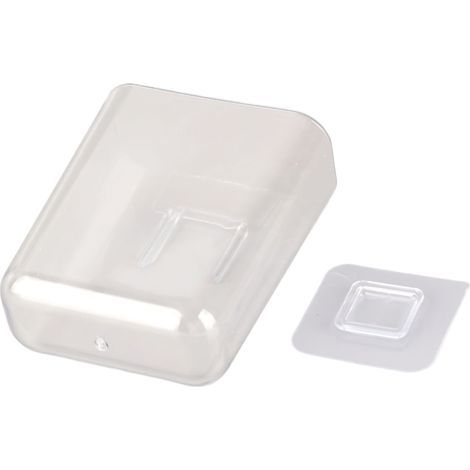 Bac de rangement adhésif transparent en plastique, support mural flottant, organisateur de bureau pour chambre et salle de bain. (1/5)