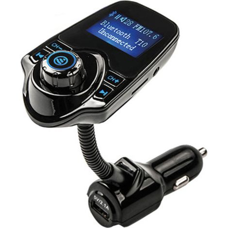 Lecteur MP3 Bluetooth pour voiture, grand écran, émetteur FM Bluetooth (noir)