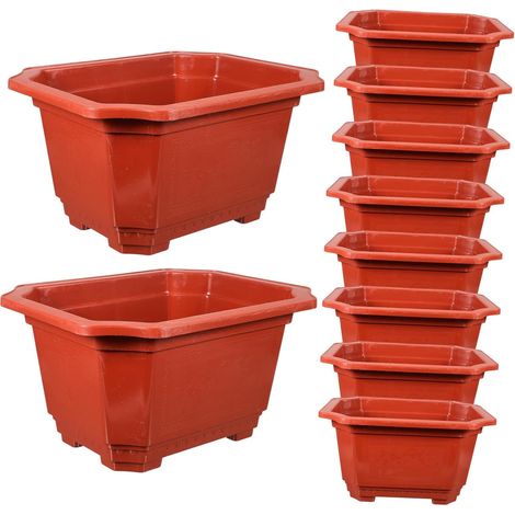 10 pièces Pot de Fleurs Rectangulaire Épais pour Jardinage Intérieur et Extérieur Pot Antidérapant pour Bonsaï et Culture de Plantes (1/5)